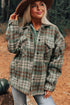 Plaid Print Chest Pockets Turn Down Collar Shacket